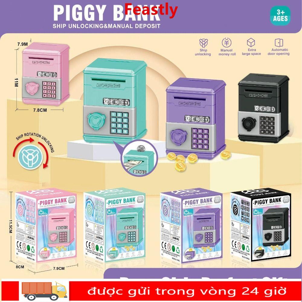 Đồ chơi trẻ em FEASTLY Piggy Bank, Mật khẩu Quà tặng trẻ em Hộp tiền tiết kiệm tiền, ATM Mini Đồ chơ