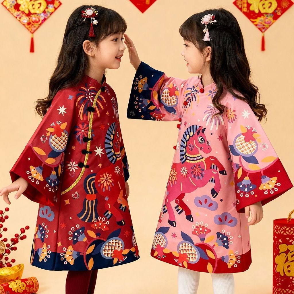 [Bebele] Đầm Sườn Xám Bé Gái Năm Mới Mùa Đông