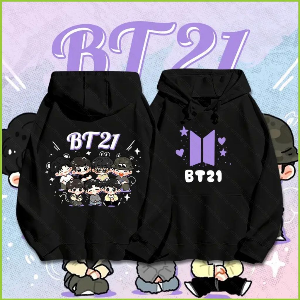 PS2 BTS BT21 RM Jin SUGA / Agust D Áo Hoodie KPOP Áo Unisex Dài Tay Top SP2