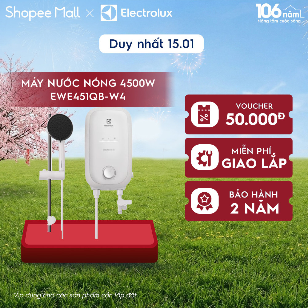 Free giao lắp - Máy nước nóng trực tiếp Electrolux UltimateHome 500 4.5kW EWE451QB-W4 - Có bơm trợ l