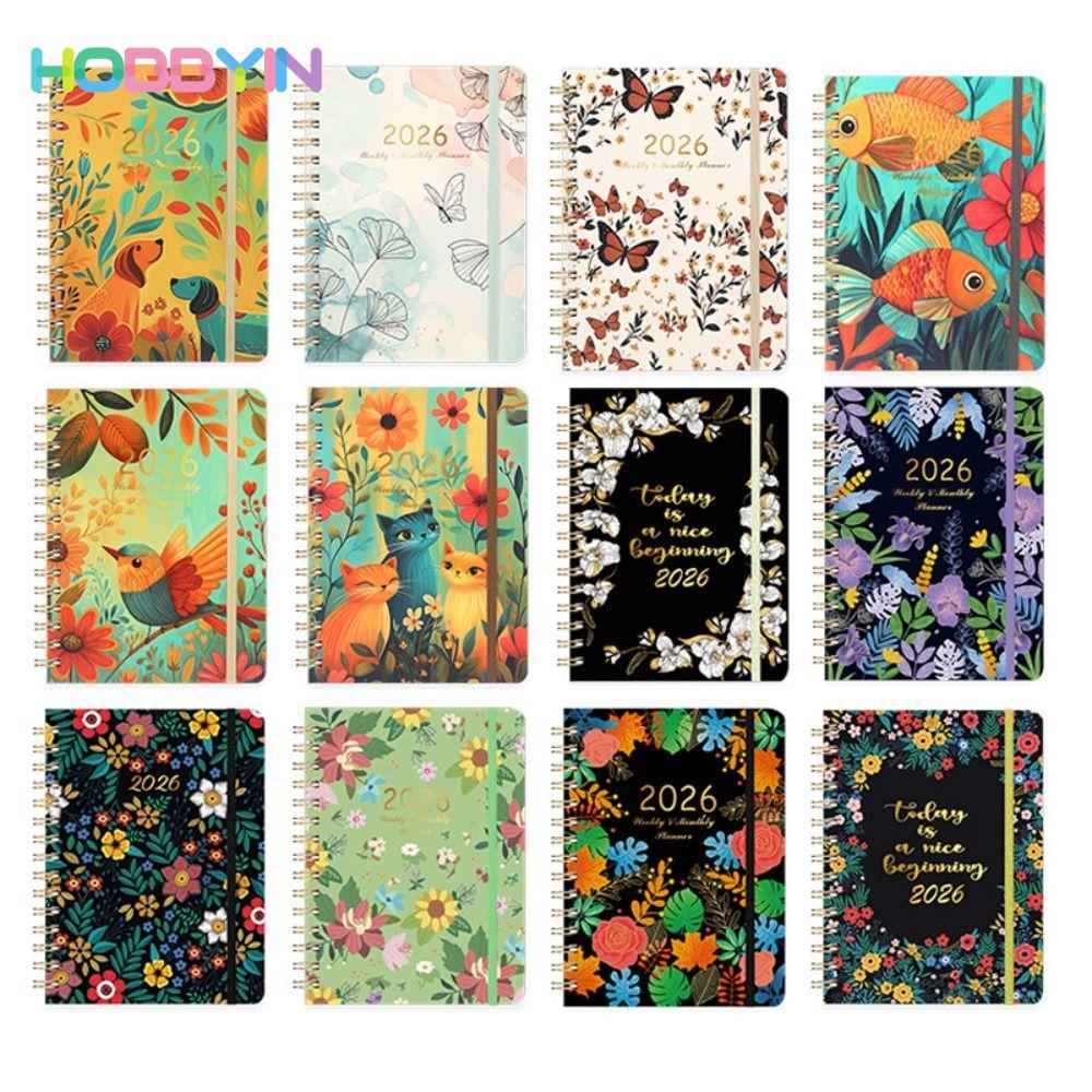 Lịch HOBBYIN 2026, A5 Jan.2026 - Dec.2026 2026 Planner, Tab hàng tháng chất lượng cao Chương trình n