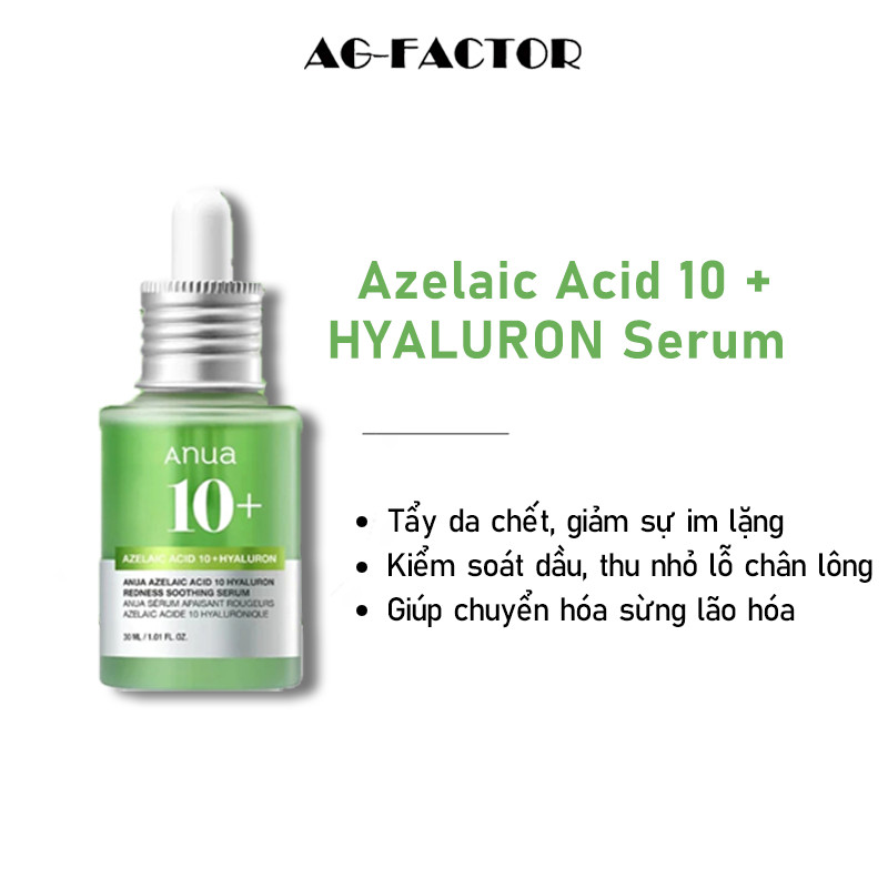 ANUA Tinh Chất Azelaic Acid 10% + Hyaluronic Acid 30ml - Giảm Mẩn Đỏ,Hỗ Trợ Phục Hồi Và Củng Cố Hàng