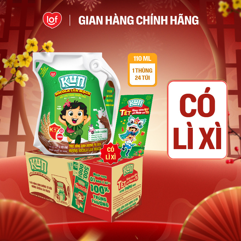 [Livestream KOL] KUN túi 1 thùng 24 túi x 110ml chọn vị: