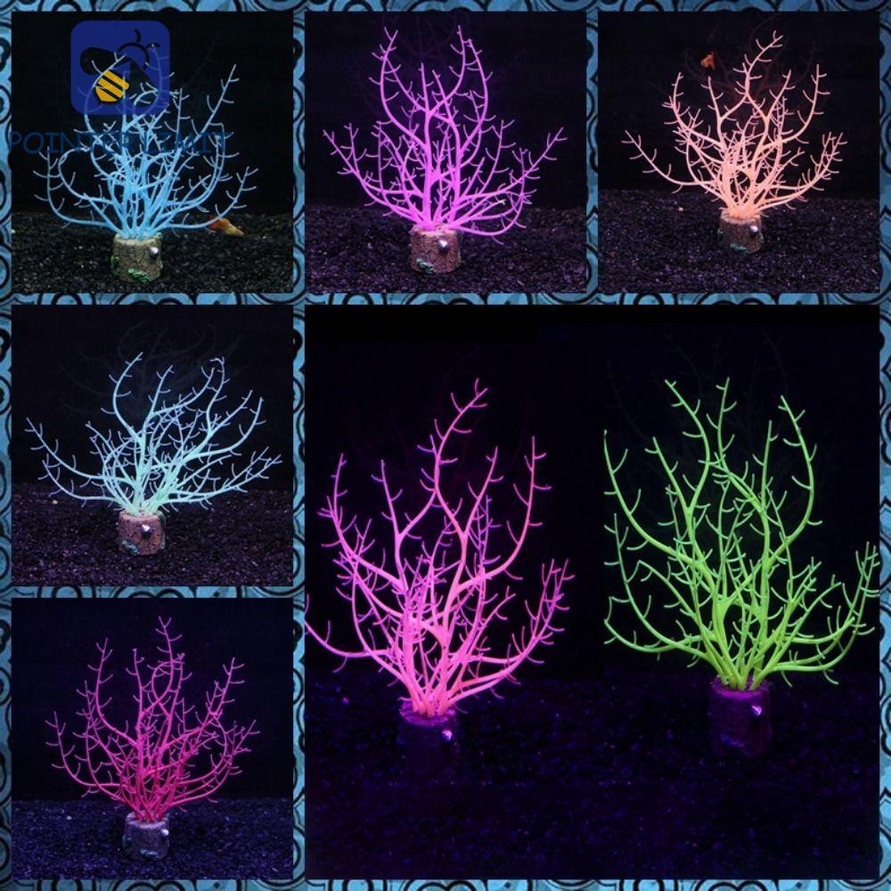 POINTER GIỚI HẠN San hô phát sáng nhân tạo, Mô phỏng Silicone Aquarium Coral Plants, Phụ kiện bể cá 