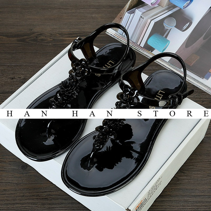 Châu Âu Mỹ Sandal Nữ Mùa Hè Xương Cá Flip-Toe Hoa T-Buckle Nữ Sandal