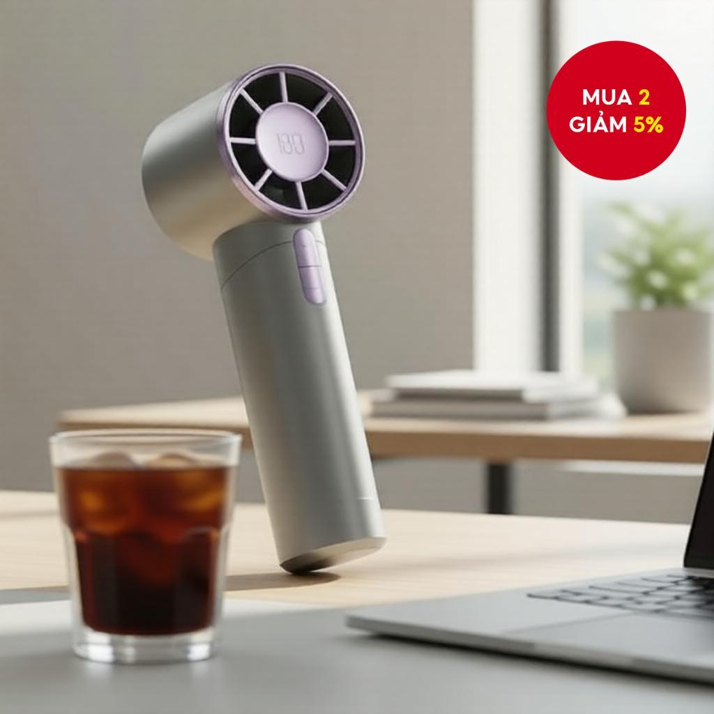 Quạt Mini cầm tay, pin sạc 4000mAh, gió mạnh 100 cấp, quạt cầm tay di động yên tĩnh.