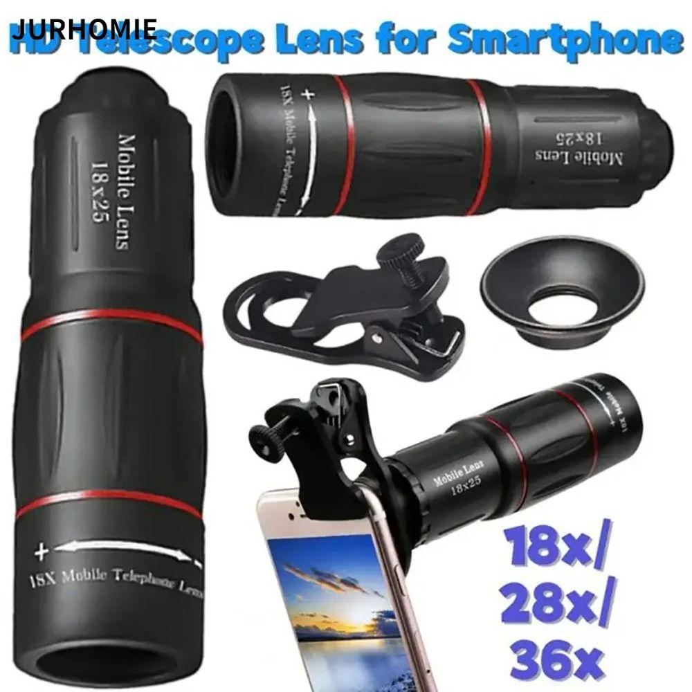 JURHOMIE 1 Bộ Kính Thiên Văn Một Mắt, Ống Kính Máy Ảnh Điện Thoại Di Động Kẹp 18 / 28 / 36X, Ống Kín