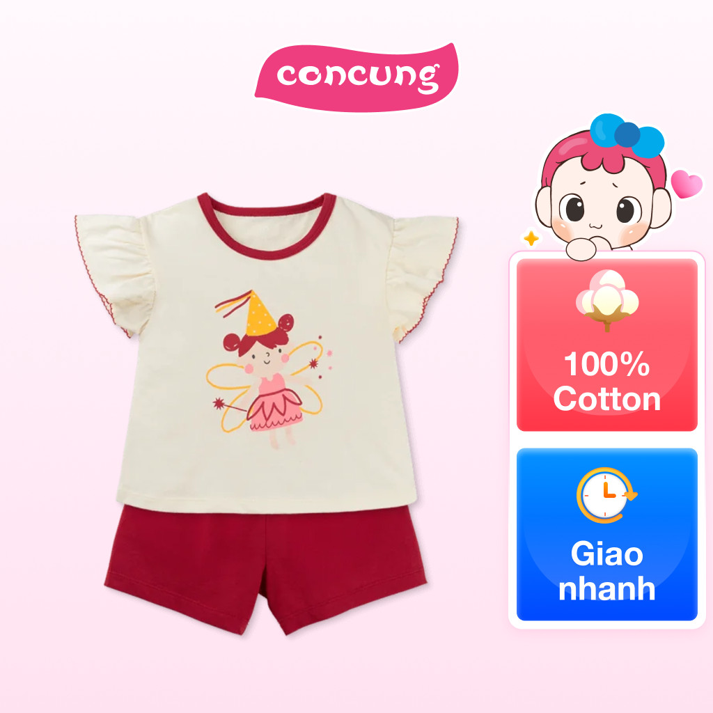 Bộ bé gái ngắn Animo Easy LU1125022 (4Y,Trắng-đô,TT08)