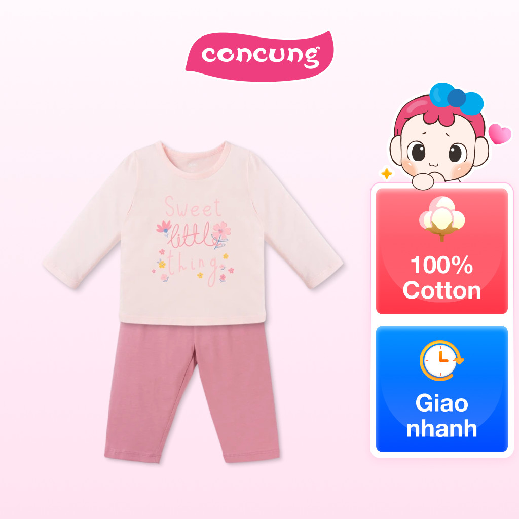 Bộ bé gái dài Animo Easy TX0126051 (1Y,Hồng-ruốc,TT02)