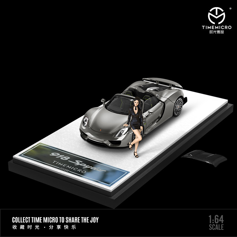 [ORDER] Mô hình xe TIME MICRO 1:64 Porsche 918 Spyder Liquid Silver Figure Edition TM643512