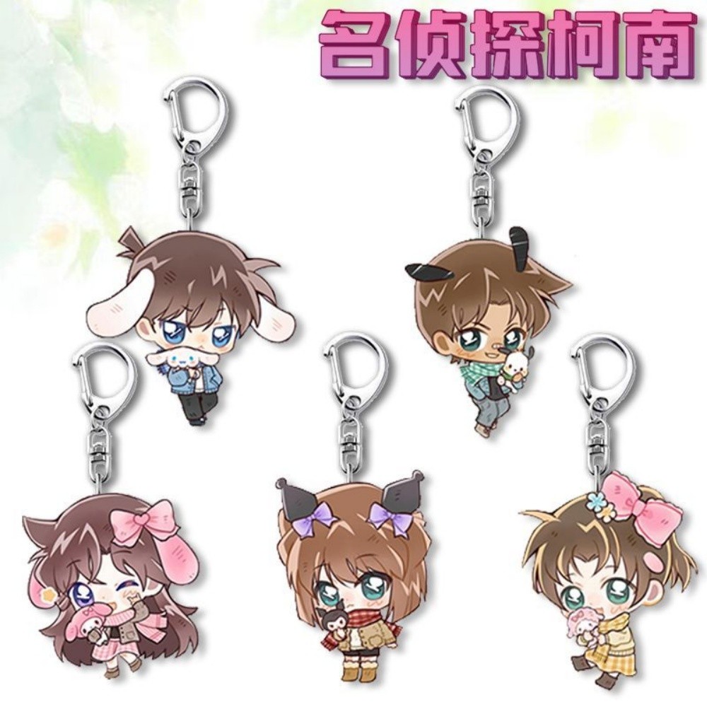 Anime Conan 6cm Kudo Shinichi Mouri Ran Acrylic Keyring Pendant Cute Backpack Accessories Decor Gift