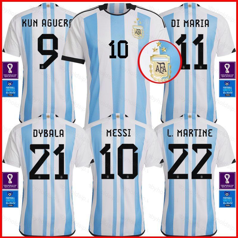 Áo thun bóng đá jersey sân nhà đội tuyển Argentina vô địch World Cup 2022-2023 - Messi và đồng đội