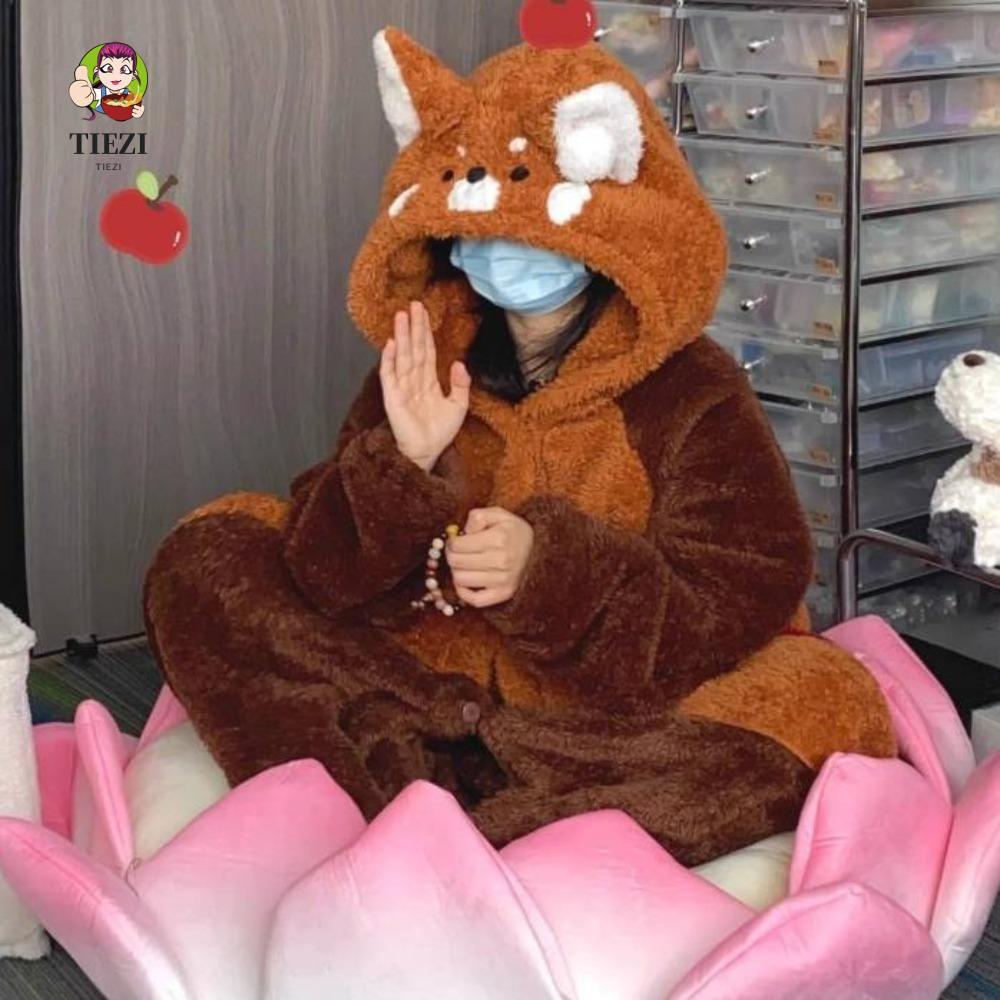 Bộ Sleepwear hình gấu TIEZI đáng yêu và áo choàng kawaii với họa tiết gấu trúc, sleepwear ấm áp từ v