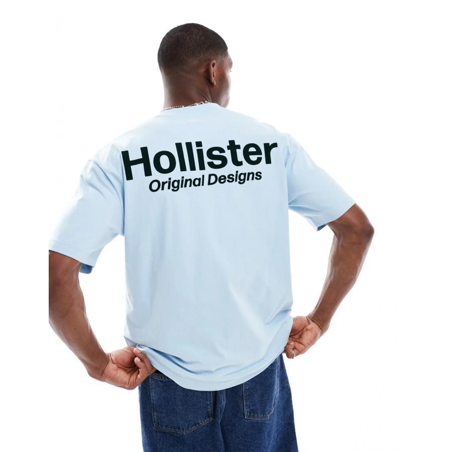 Hollister Nam Chữ LOGO In Hình Áo Thun Xanh Nhẹ Thường Ngày Rời Cơ Bản Chất Lượng Cao Top Tay Ngắn 0