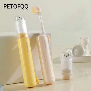 Bàn chải đánh răng du lịch PETOFQQ, Hộp đựng kem đánh răng di động 2 trong 1, Bộ bàn chải đánh răng Mini có thể gập lại sáng tạo cho du lịch cắm trại ngoài trời