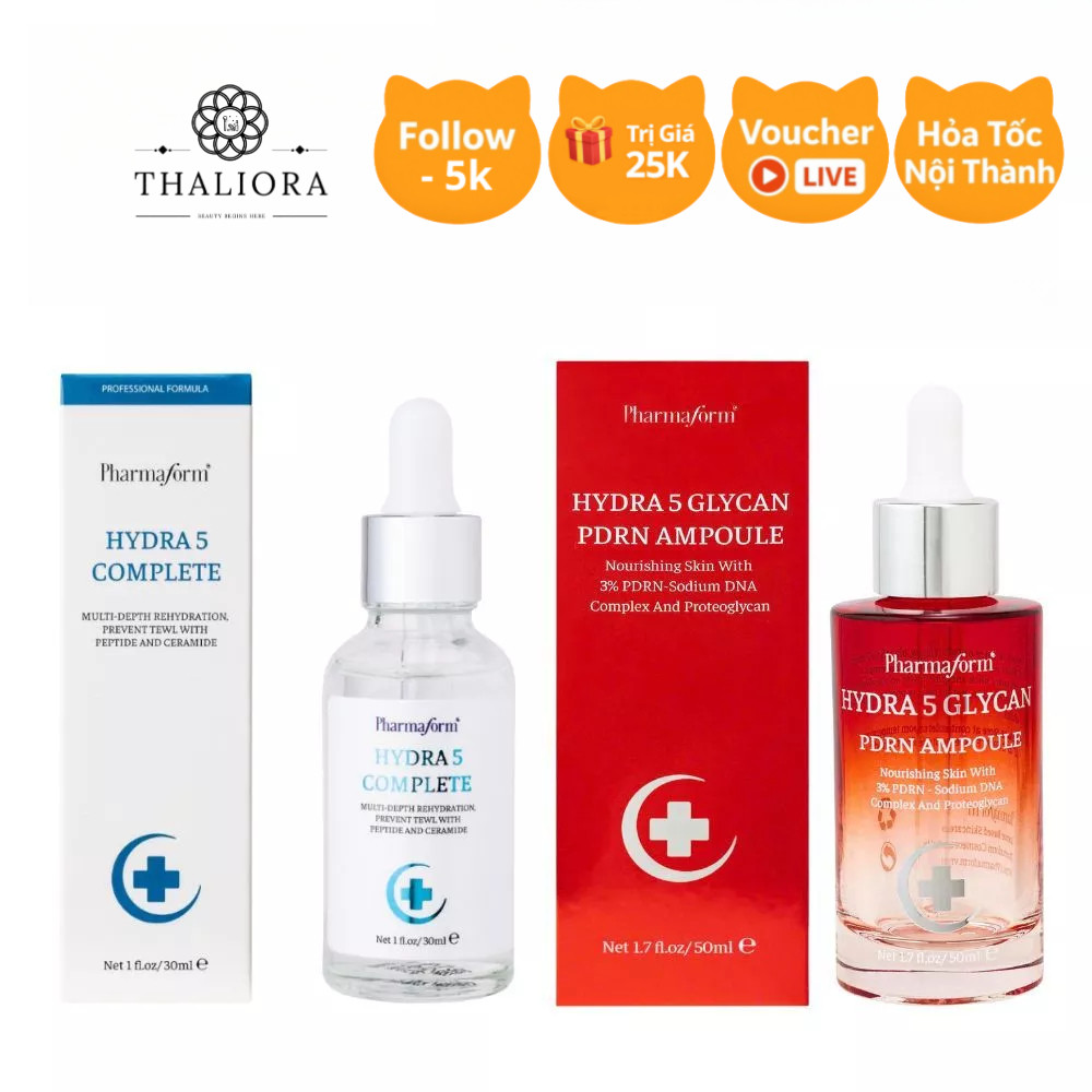 Serum Pharmaform Hydra 5 Complete, Hydra 5 Glycan PDRN Ampoule phục hồi, cấp ẩm chuyển biệt