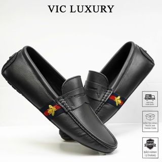Giày Lười Nam Da Thật Cao Cấp - Giày Lười Đế Bệt - Hoạ Tiết Thêu Sắc Nét -Sang Trọng Lịch Sự Dễ Phối Đồ MC-50058