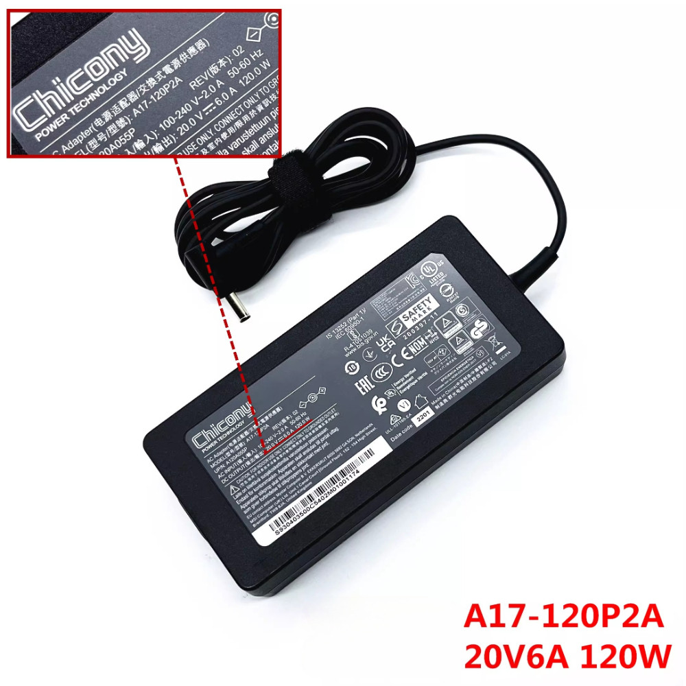 Bộ sạc nguồn Chicony 120W 6A chính hãng cho MSI Thin A15 B7UCX B7VE B7VF