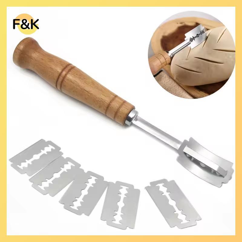 Máy cắt bánh mì F & K Bánh mì Pháp des Tiện ích nhà bếp Gỗ thông thường Tay cầm dài Phụ kiện nướng bánh mì nướng vòm cong phong cách Châu Âu.