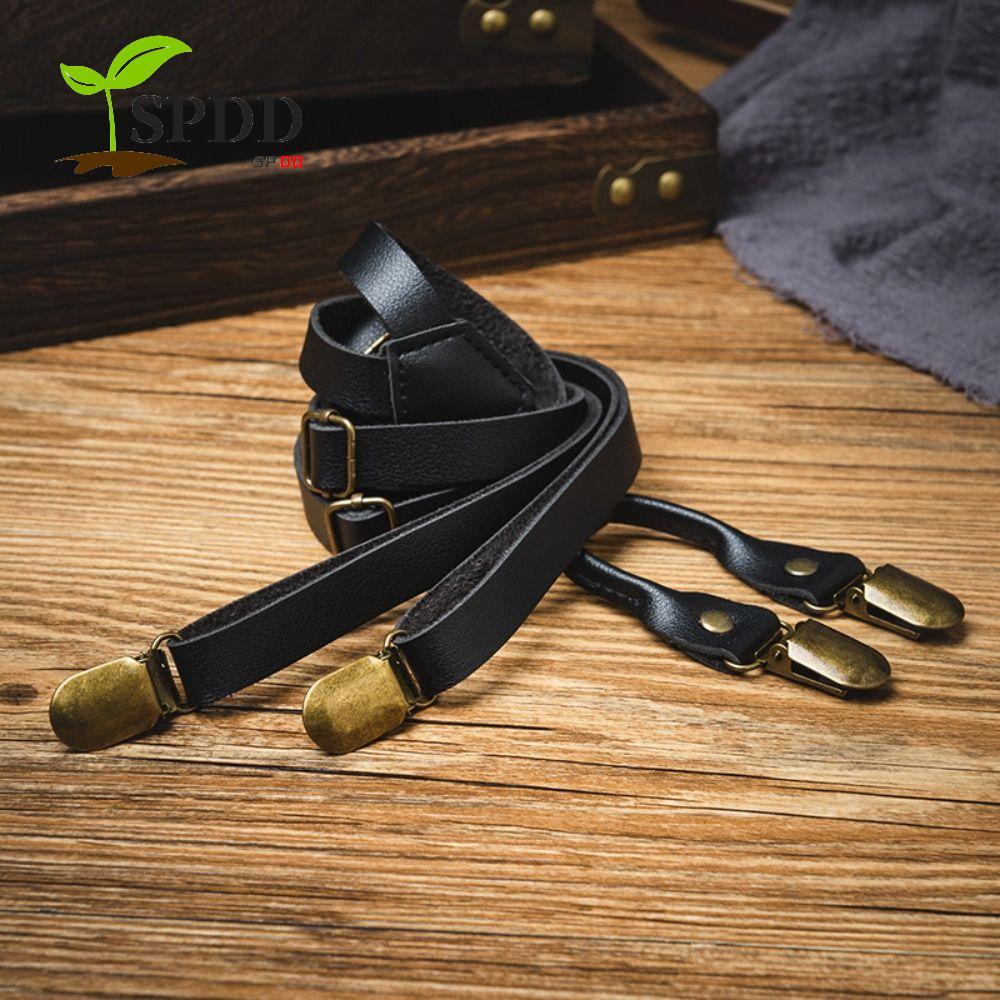 Suspenders Cho Nam, Dây Da Đen 1.5cm, Phong Cách Anh Đơn Giản và Chống Trơn Trượt