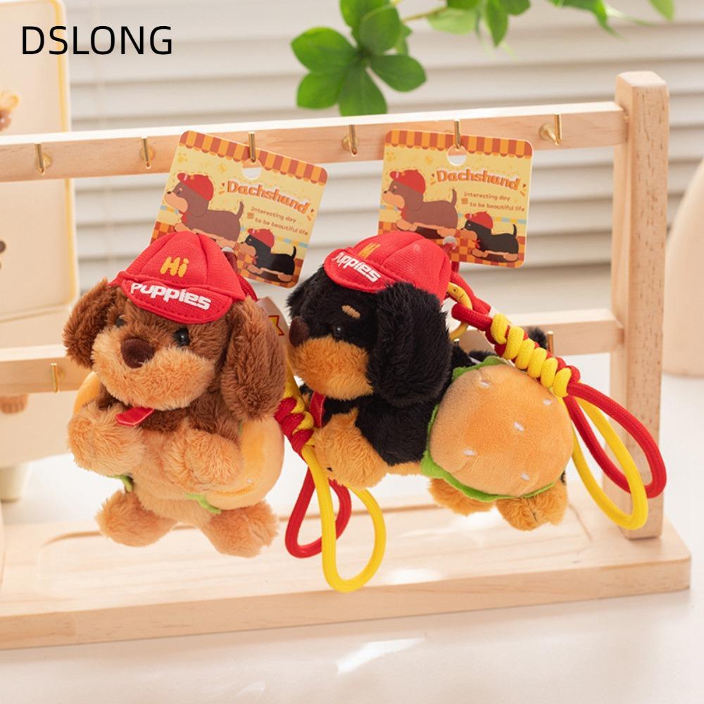 DSLONG Furry Puppy Keyring, Furry Puppy Coin Purse Dachshund Dog Móc khóa, Mặt dây chuyền túi sáng t