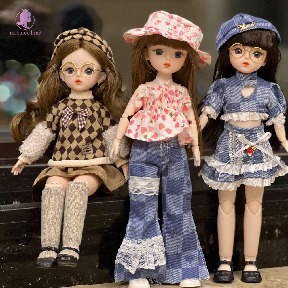 RESOURCE LIMIT Big Eyes Princess BJD Doll, Movable Trang điểm Hàn Quốc Look 30cm Bjd Doll, DIY Dress