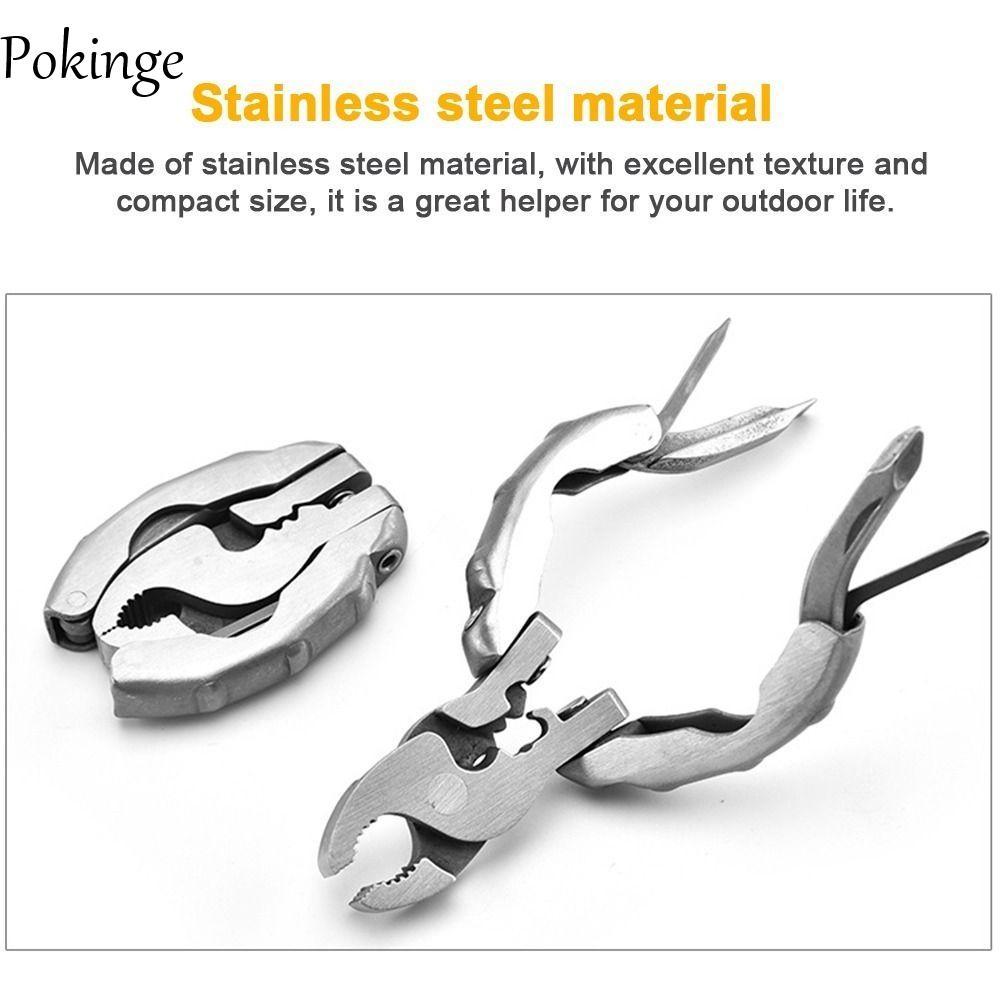 Pokinge Kìm đầu tròn POKINGE, Kìm bỏ túi 9 trong 1 Mini EDC Tool, Kìm móc khóa di động Tiện ích gấp 