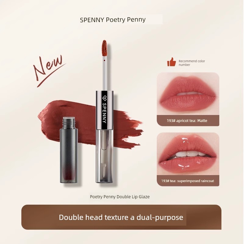 🔥 Matte Lip Glaze 🔥 Dưỡng ẩm Son môi trang điểm hai đầu Chống dính có hàng sẵn Son bóng gương nước N