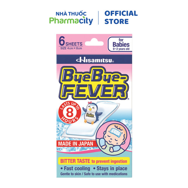 Miếng dán hạ sốt cho trẻ sơ sinh Hisamitsu Bye Bye-Fever (2 miếng/gói)