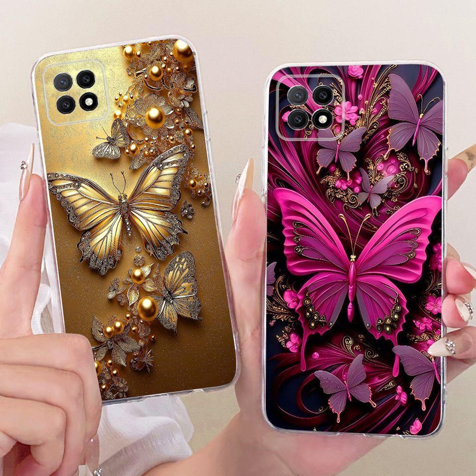 Dành Cho Oppo A53 5G Oppo A73 A72 5G Ốp lưng Hoa Bướm Nhiều Màu Sắc Ốp Lưng Hoa Mềm Trong Suốt Vỏ Si