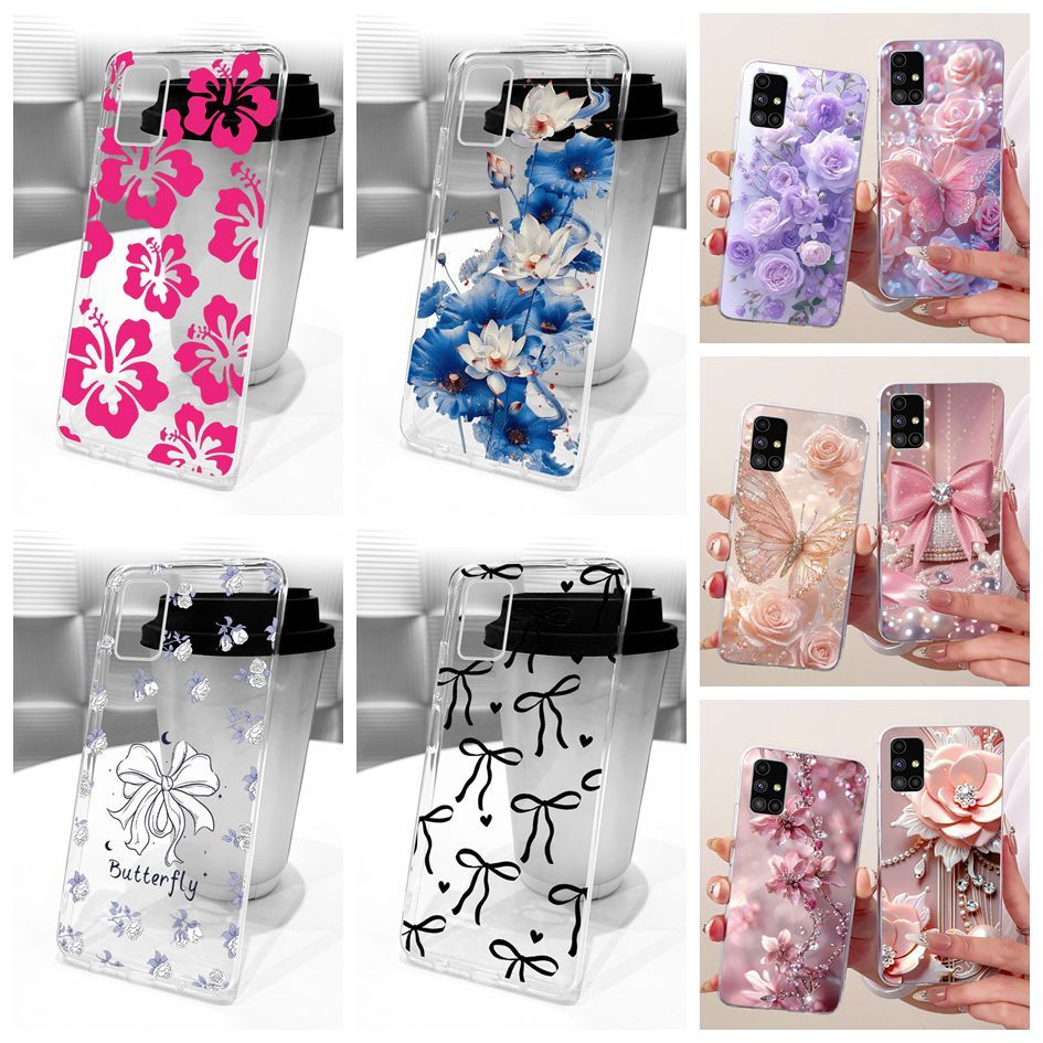 Vỏ Mới Cho Samsung Galaxy M51 Ốp điện thoại SM-M515F Hoa Xinh Đẹp Mềm Trong Suốt Silicon Ốp điện tho