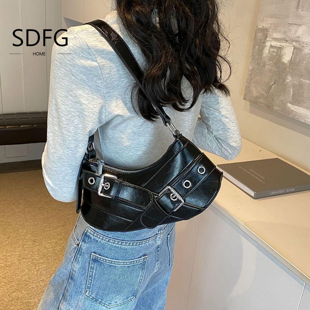 Túi đeo dưới cánh tay khóa thắt lưng SDFG, Túi đeo dưới cánh tay Y2k Y2k thiết kế mới, Túi xách nữ thời trang Harajuku Gothic Punk cay đắng
