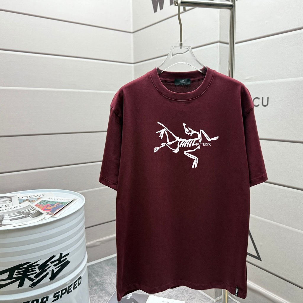 Arc 'Teryx JILSANDER Arc 'Teryx Tay Ngắn 2025 Xuân Hè Phong Cách Mới Dòng Chim Chữ LOGO In Áo Thun T