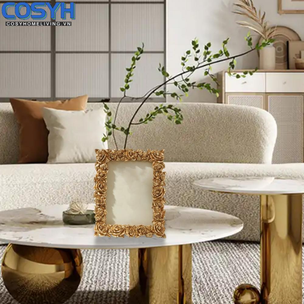 <cosyh>Vintage Rose Frame Vintage Design Rose Embellishment Desktop Stand Ornate Border