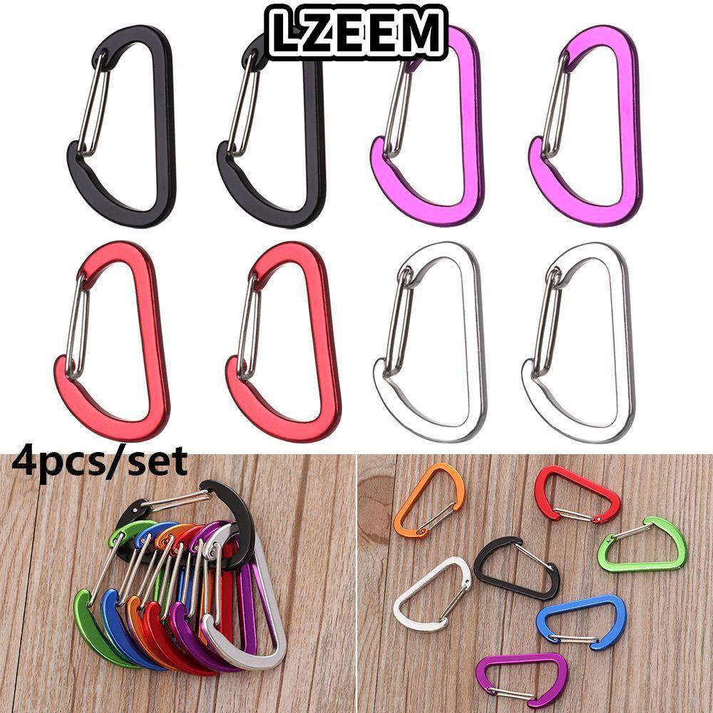 LZEEM 4 Móc Khóa Chữ D 7 Màu Hợp Kim Nhôm Cao Cấp Carabiner