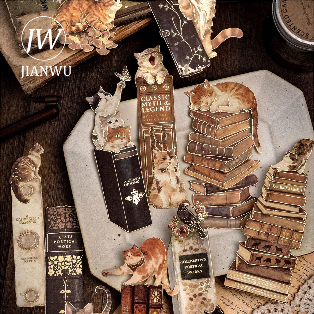 JIANWU Sách Cột Sống Nicro Phong Cảnh Series Vintage Cây Hoa Sách Chất Liệu Cắt Dán Phong Cảnh Sáng 