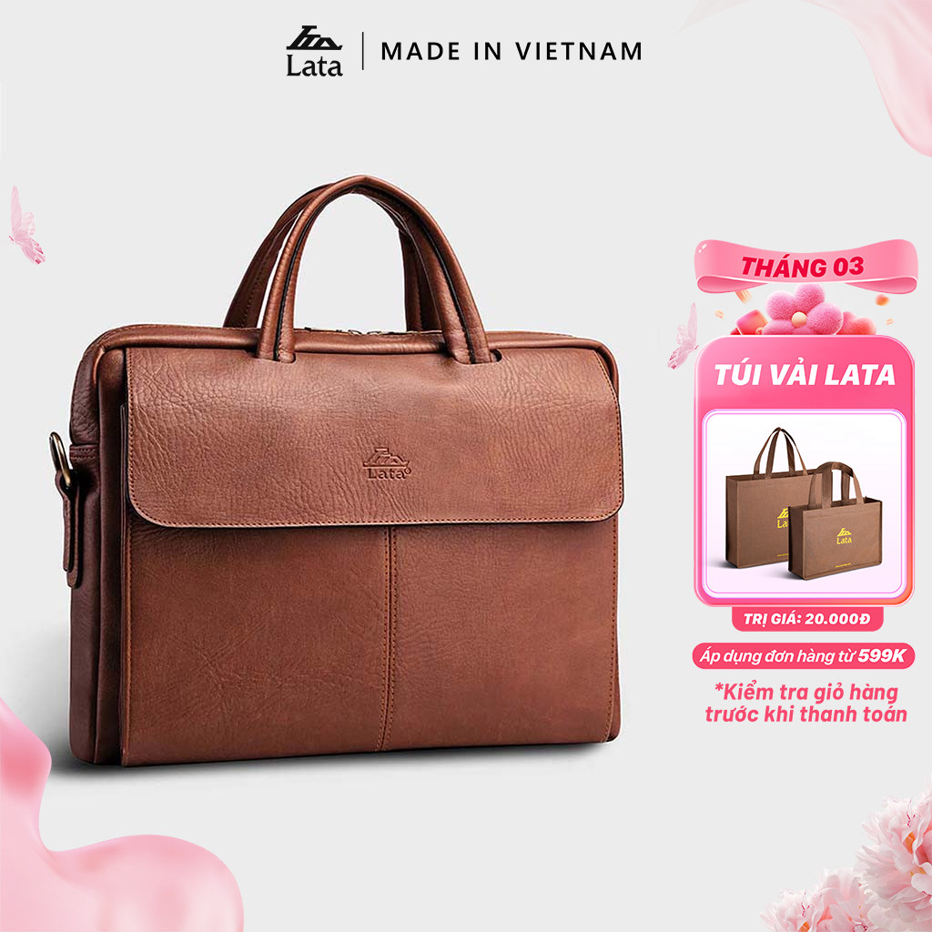 Cặp Công Sở Lata (Thời trang nam basic đựng laptop 13.3 inch - Cặp da CA21)
