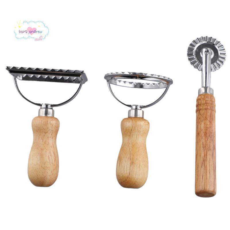 3 Máy Cắt Tem Ravioli Có Bộ Bánh Xe Con Lăn, Khuôn Có Tay Cầm Bằng Gỗ Cho Pasta, Bánh Bao Lasagna, B