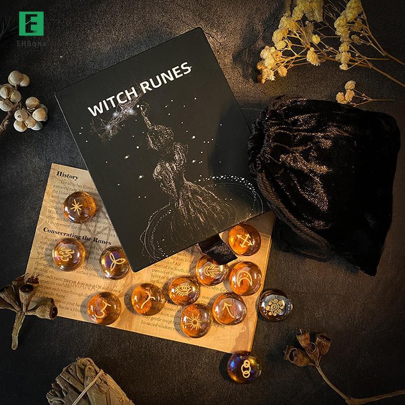 [EHB-t] Bộ Runes 13 Chiếc Rune Stones Witches Runes Bộ Dụng Cụ Thủ Công Đa Năng Dụng Cụ Phù Thủy Di 