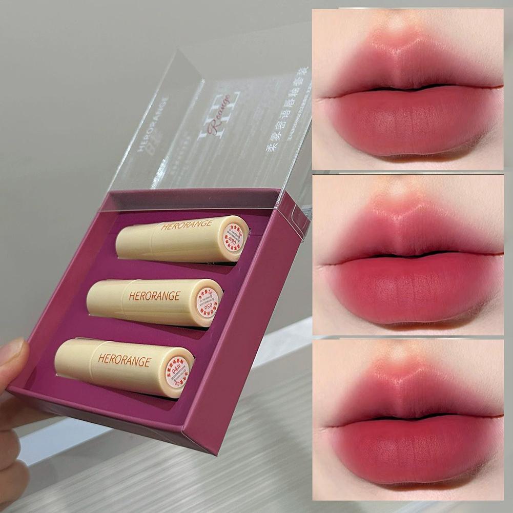 Herorange Velvet Lip Mud Matte Non Stick To Cups Smooth Glazing Set Lip D4j9