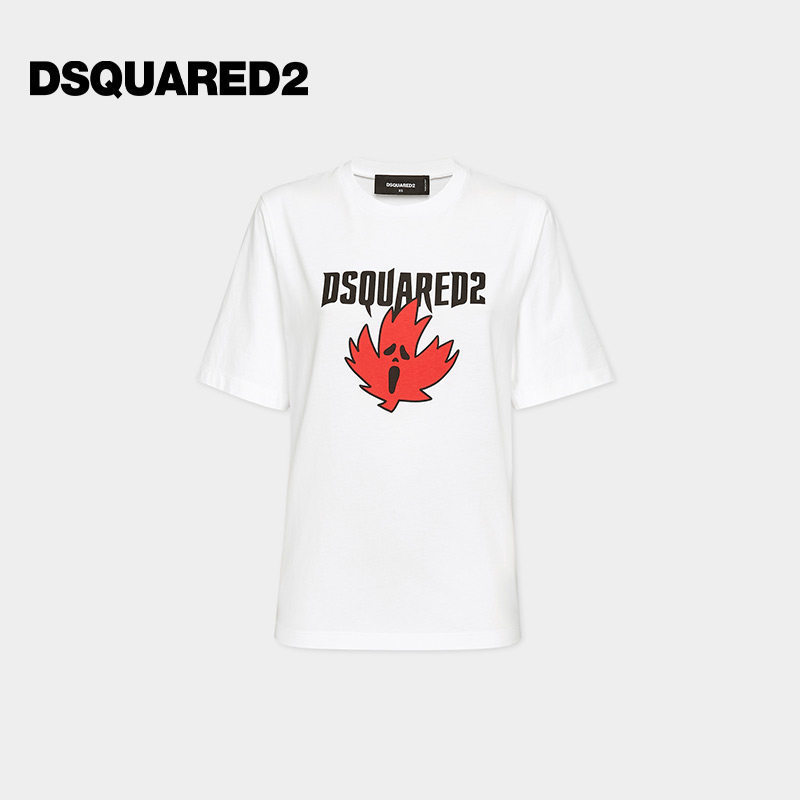 Áo hoodie nam nữ DSQUARED2 in họa tiết lá phong, chất liệu cotton cao cấp, tay ngắn 0313