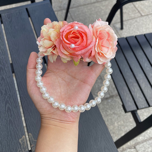 xinpin Xiaoniang's same style Dai ethnic headpiece with elastic pearl hairband, ethnic minority clot