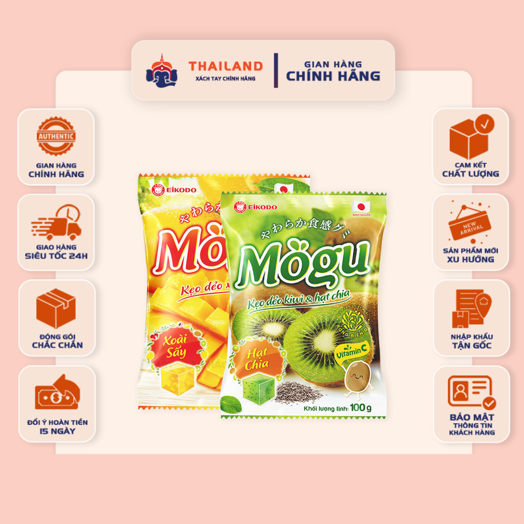 [ĐỦ VỊ] Kẹo Dẻo Mogu 100g Đủ vị Tự Nhiên, Dẻo Mềm – Eikodo Việt Nam