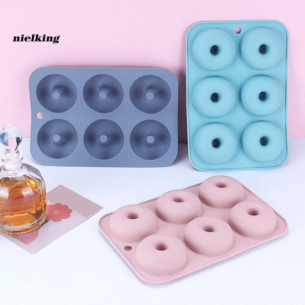 Chảo Nướng Khuôn Silicon 6 Khoang Chống Dính, Chịu Nhiệt, Không Độc Hại, Dễ Dọn Cho Muffins, Bagels,