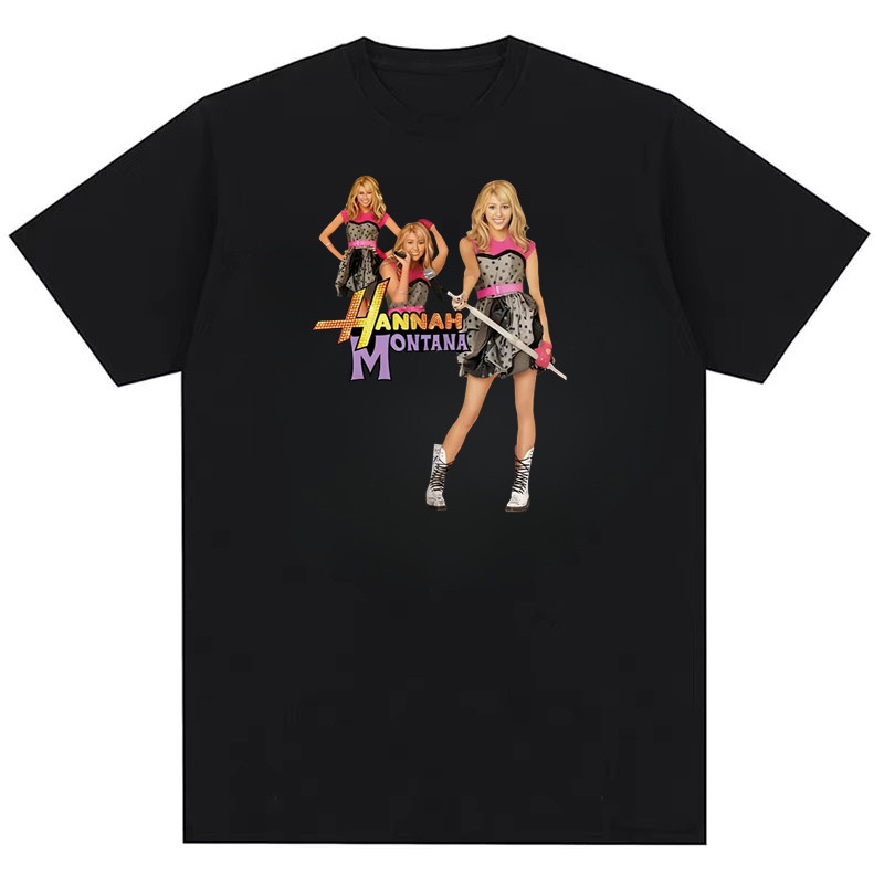 Áo thun cotton nguyên chất thời trang Miley Cyrus Hannah Montana unisex