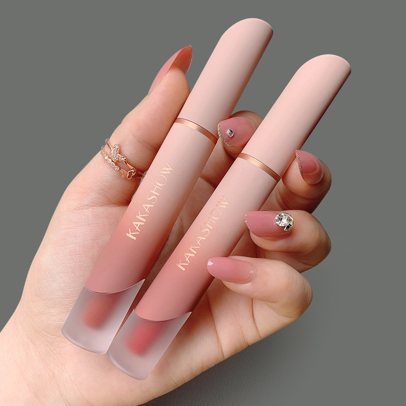 Kakashow Cream Lip Glaze Velvet Matte Lipstick Làm Trắng Không Dễ Dính Cốc Dưỡng Ẩm Son Môi Blush Pe