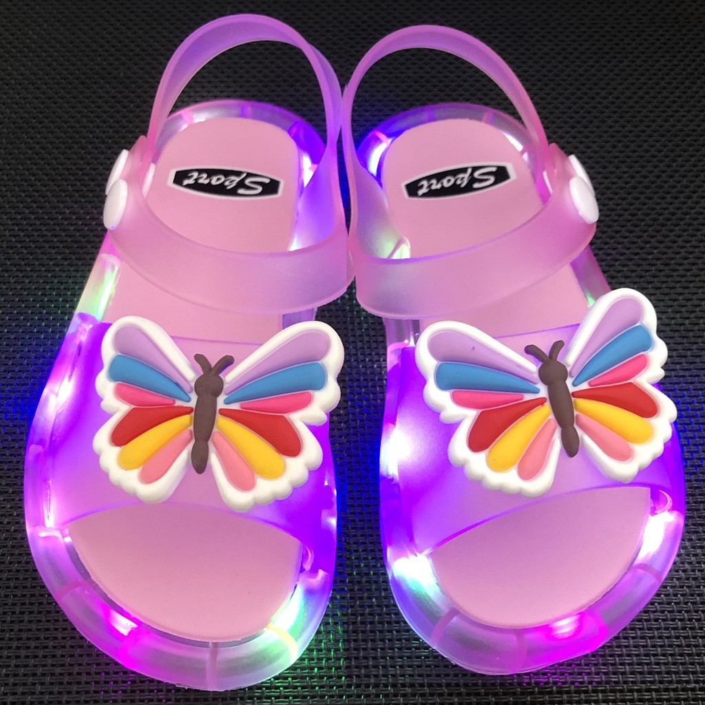 Dép Dạ Quang Trẻ Em Thạch Phong Cách Phương Tây Thạch LED Light Sandals Trung Nhỏ Trẻ Em Tian Prince