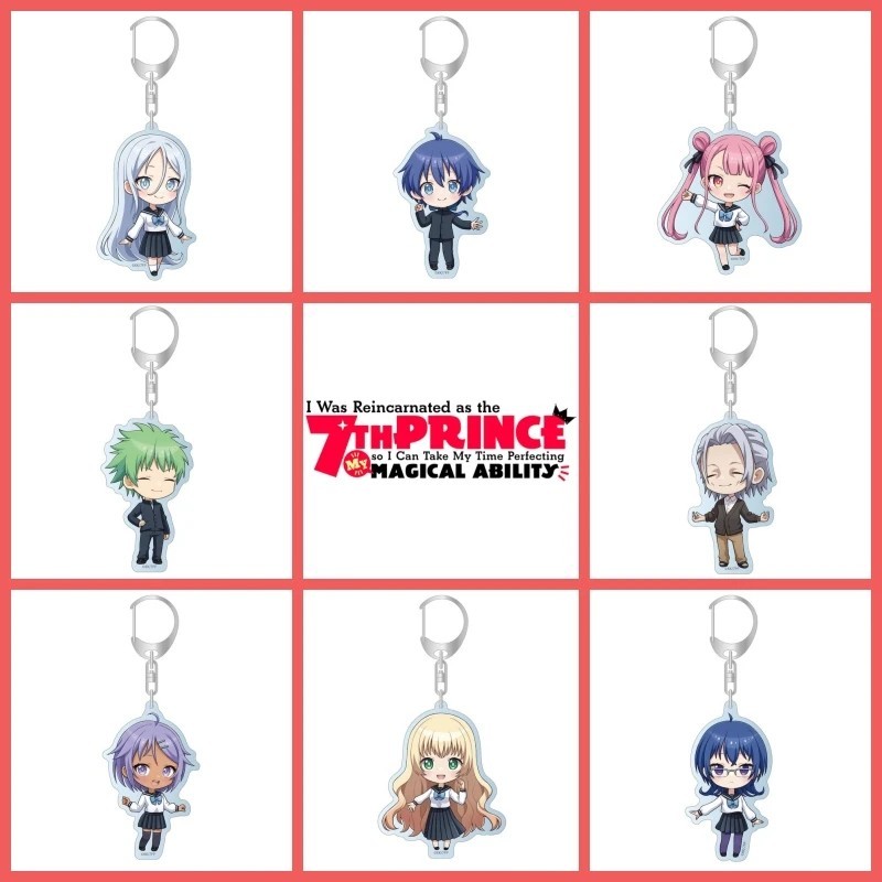 Móc khóa Anime I Was Reincarnated as the 7th Prince Thất Hoàng Tử Chibi Mica Acrylic nhân vật Grim S