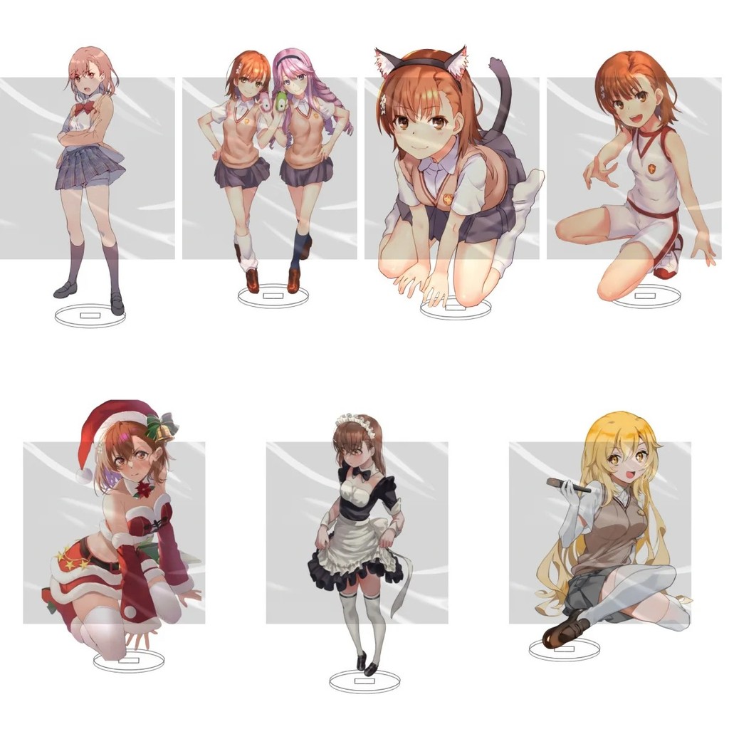 Mô hình Standee anime Toaru Majutsu no Index Misaka Mikoto mica 15cm trang trí bàn học quà tặng fan 