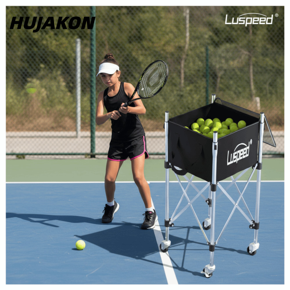 Xe đẩy chèn bóng tennis HUJAKON và Luspeed, công suất lớn với khung thép không gỉ điều chỉnh được